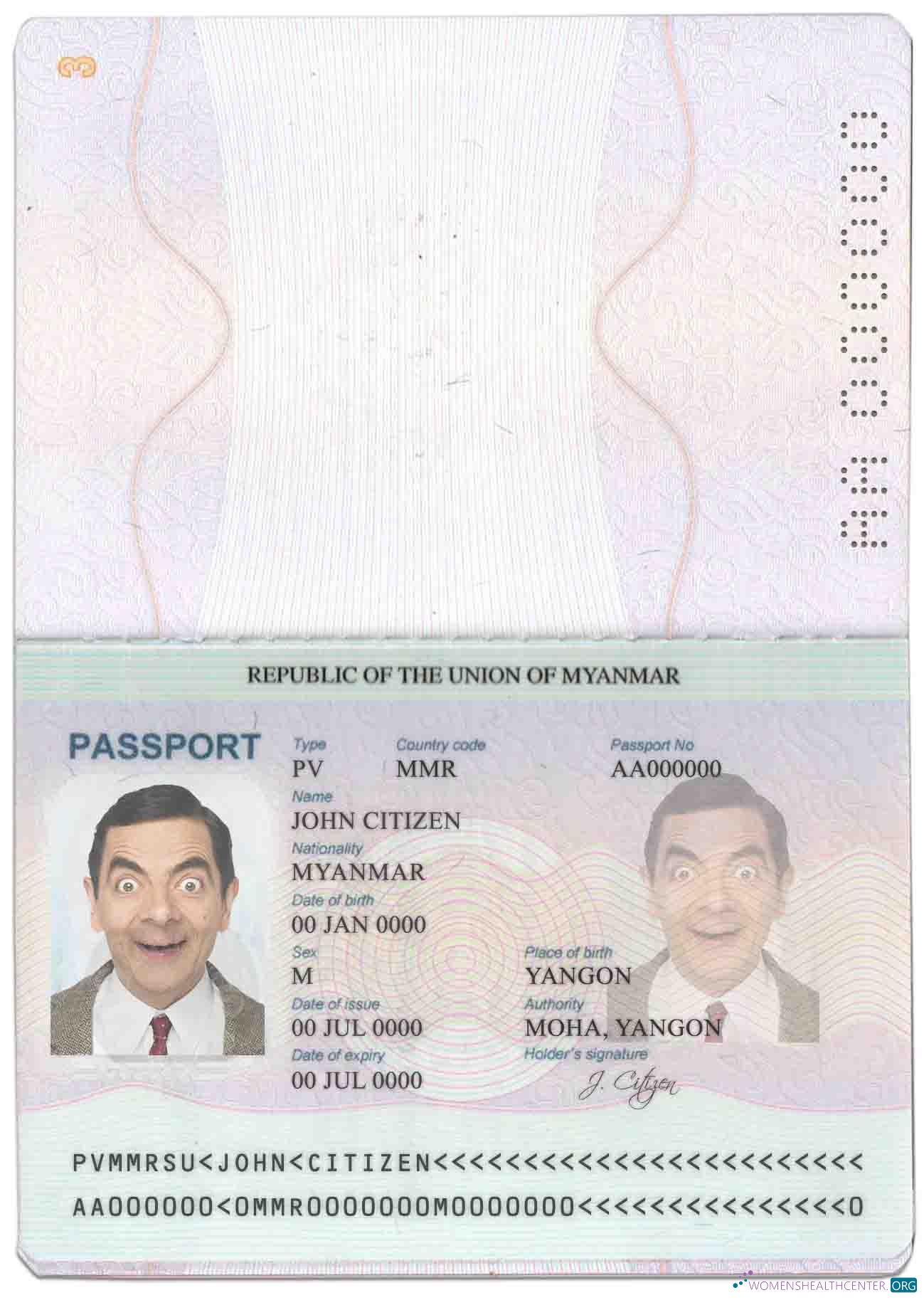 Download Myanmar passport Photoshop template